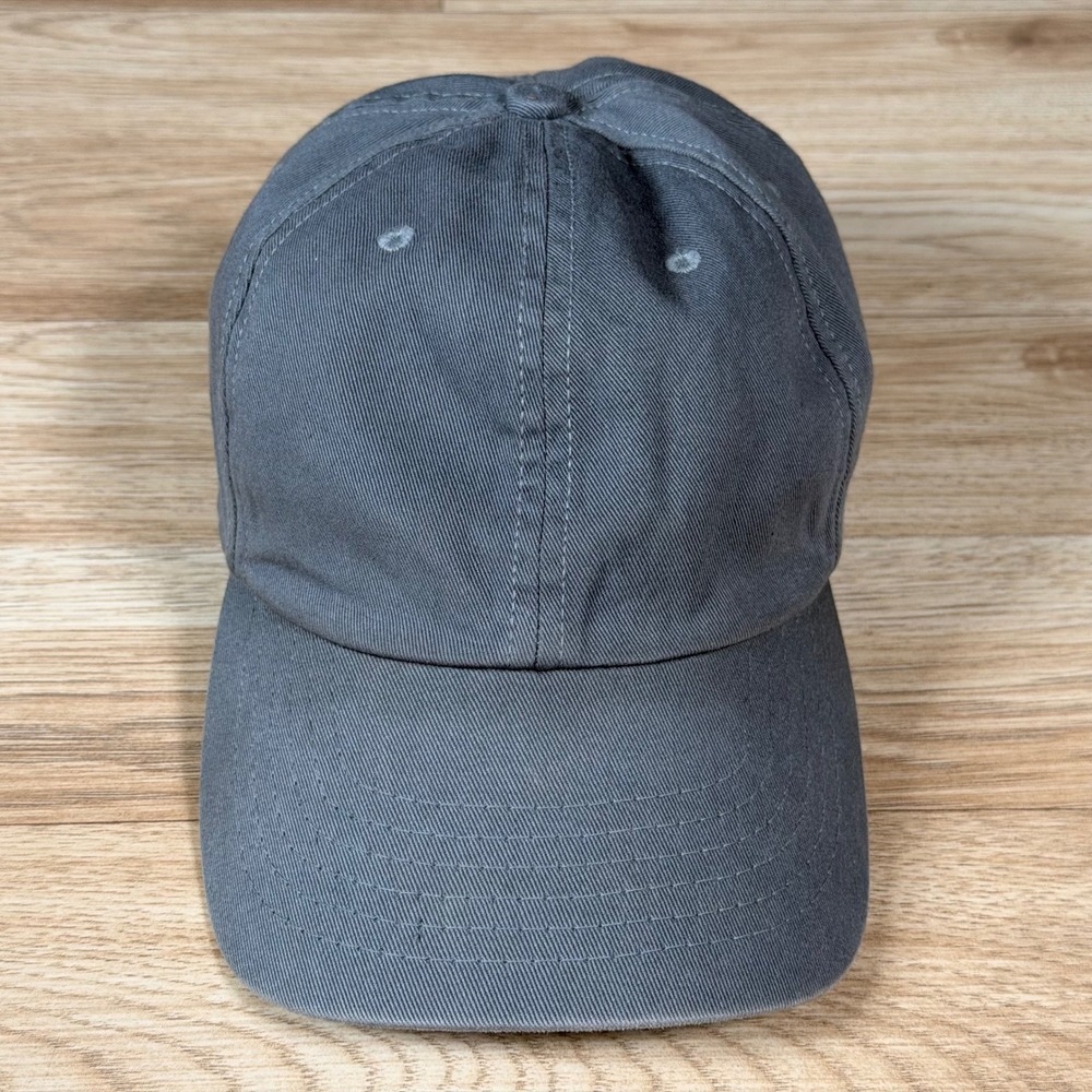 Vintage J Crew Oarsman Baseball Cap Strapback Gray Leather Strap Made In USA